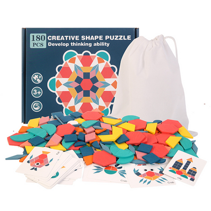 155-210 Pcs Wooden Creative Shape Puzzle - Educational Toys for Kids_N59Shop