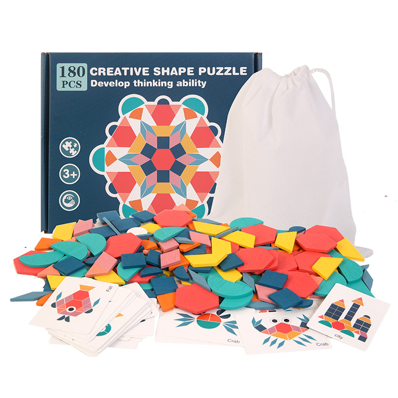 155-210 Pcs Wooden Creative Shape Puzzle - Educational Toys for Kids_N59Shop