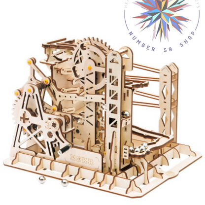 DIY 3D Wooden Mechanical Gear Marble Roller Coaster Building Set-Educational Toys for Kids