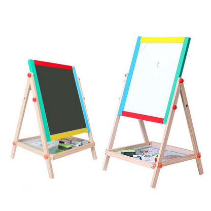 Children's Wooden Easel-Double-sided Adjustable Standing Easel Drawing Painting Board for Children - Easel for Kids