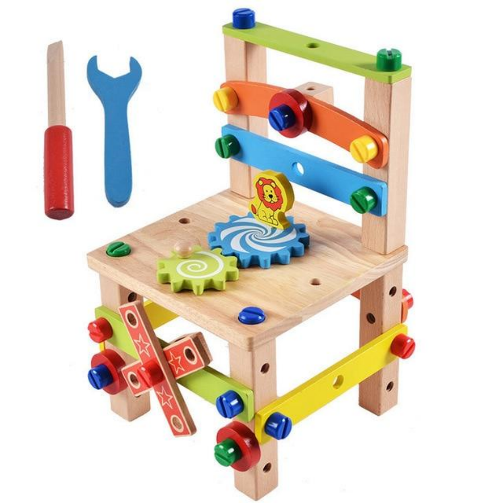 DIY Wooden Assembling Chair- Repair Tool Set-Educational Toys for Kids