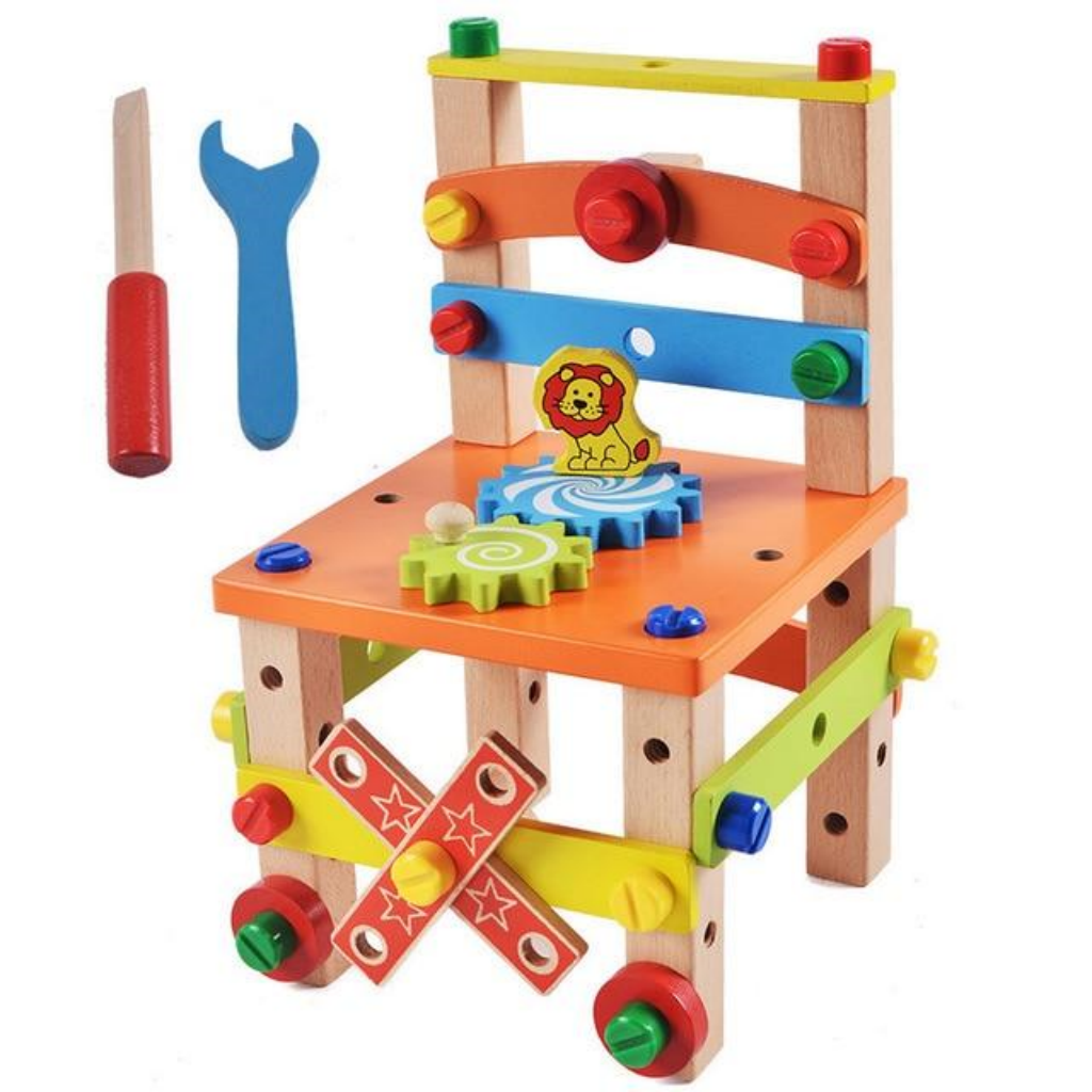 DIY Wooden Assembling Chair- Repair Tool Set-Educational Toys for Kids