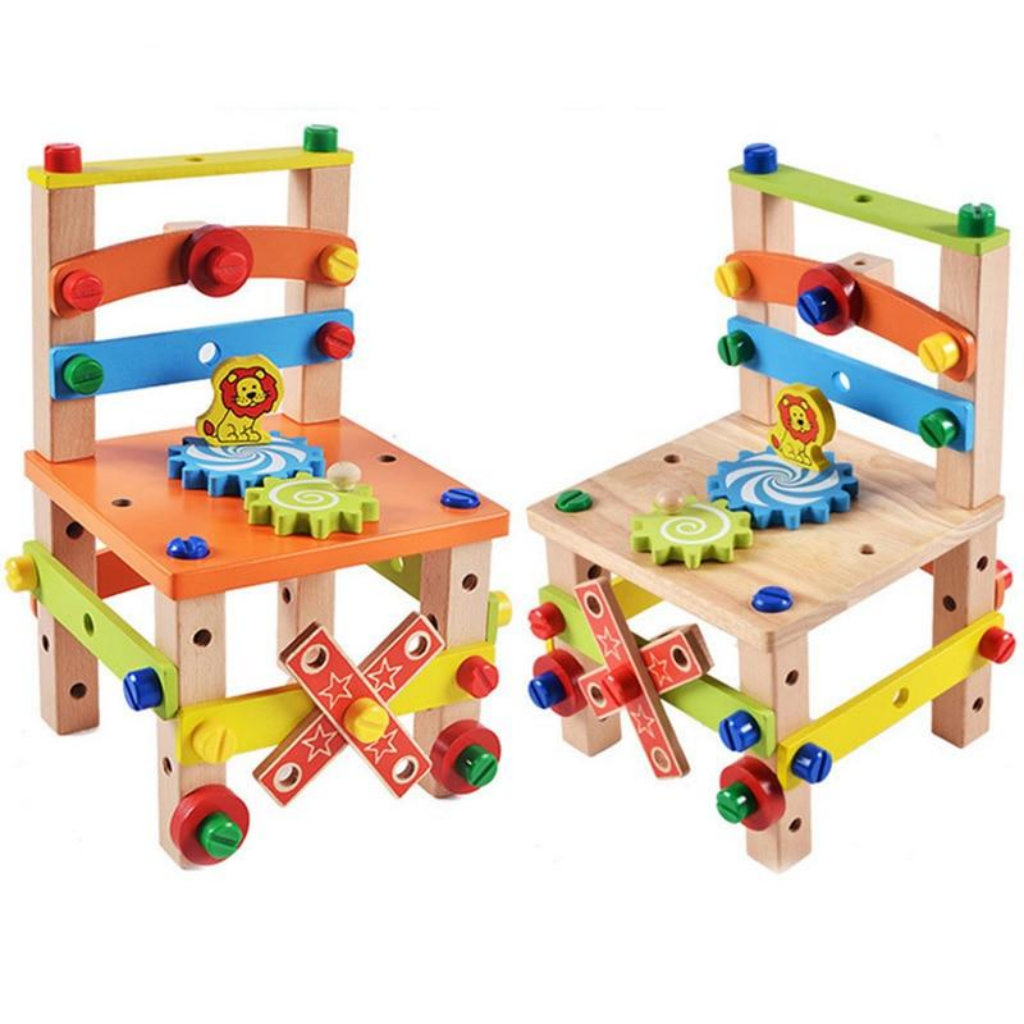 DIY Wooden Assembling Chair- Repair Tool Set-Educational Toys for Kids