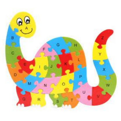 Wooden Jigsaw Puzzle Animal Alphabet Multicolor-Educational Toys for Kids-Dinosaur