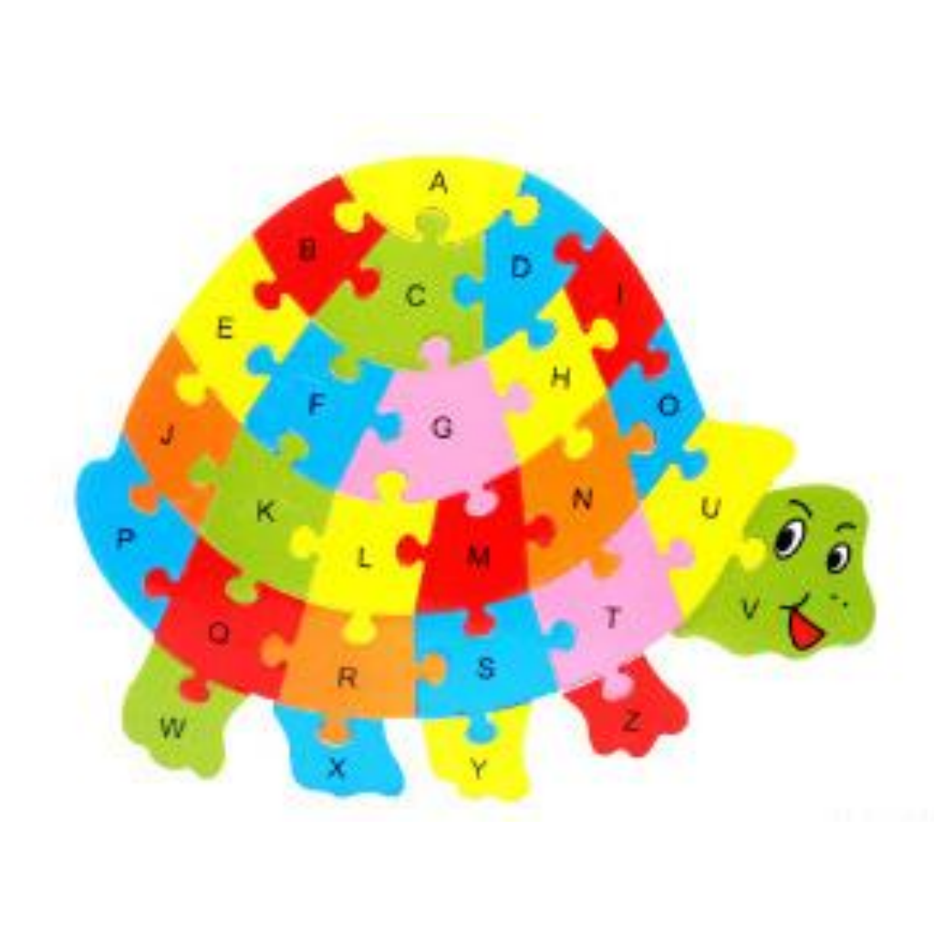 Wooden Jigsaw Puzzle Animal Alphabet Multicolor-Educational Toys for Kids-Turtle