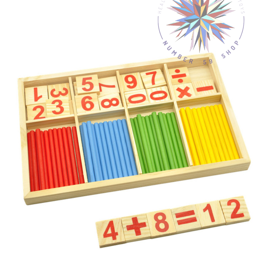 Wooden Numbers with Counting Sticks Math Board_N59Shop