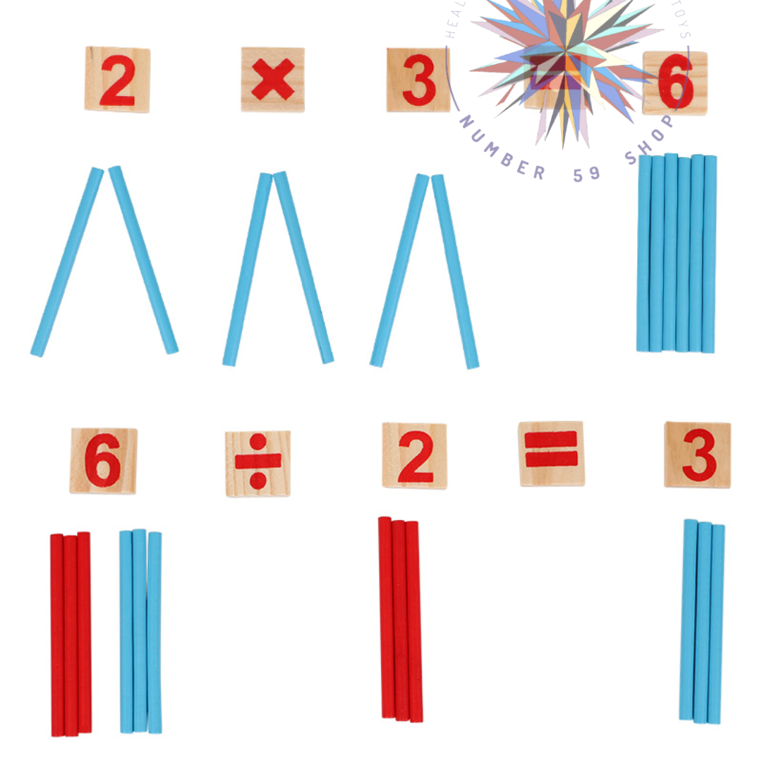 Wooden Numbers with Counting Sticks Math Board
