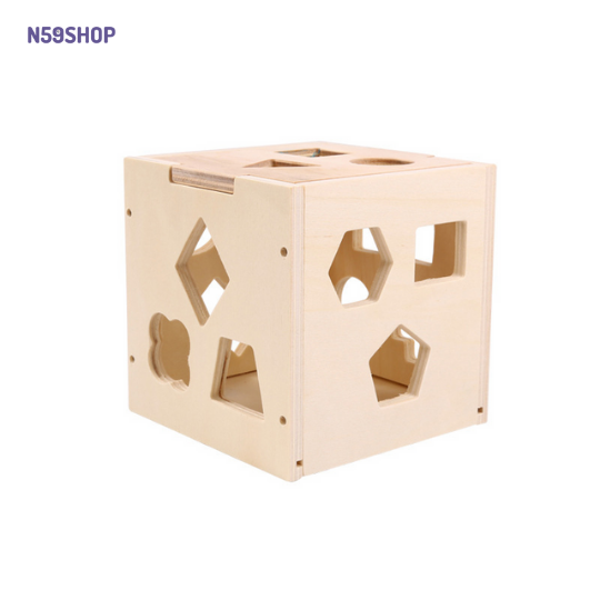 Wooden Shape Sorter Geometric Blocks-Educational Toys for Kids